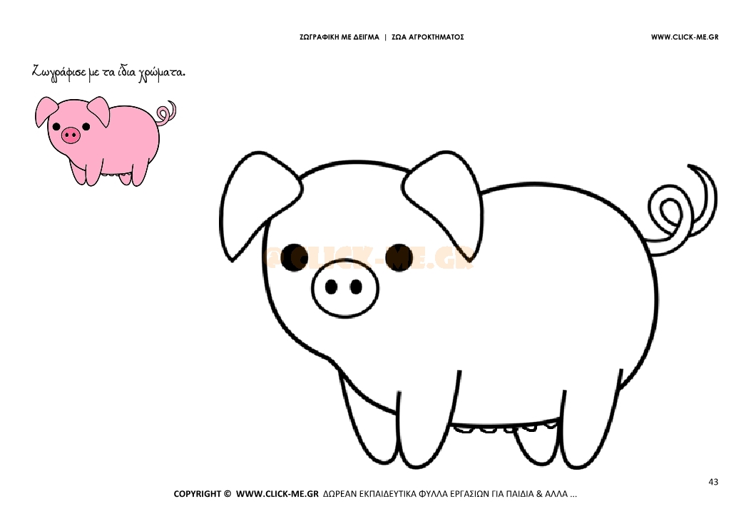Γουρούνι - Ζωγραφική με έγχρωμο δείγμα Γουρούνι